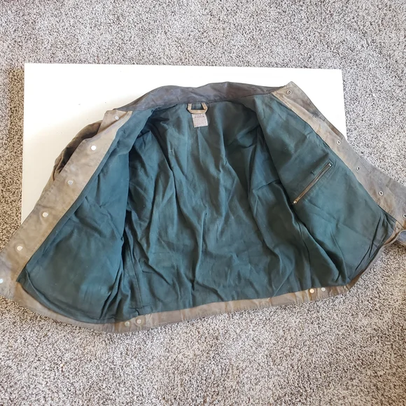 Vintage CC Filson 1990s Waxed Tin Cloth Cruiser Jacket Fully Lined Hunting Ranch - Picture 4 of 16